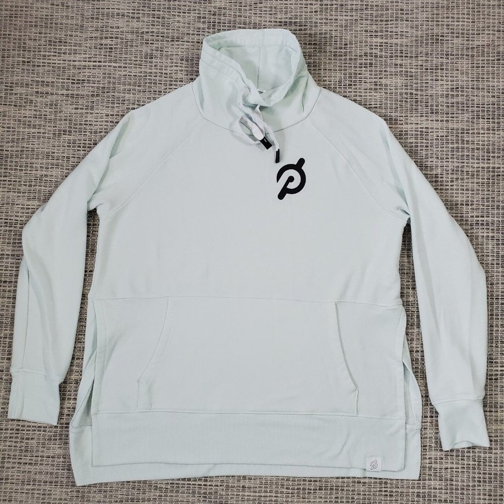 Peloton Cowl Neck Pullover Sweatshirt Womens Small Legacy Mint Green Side Slits